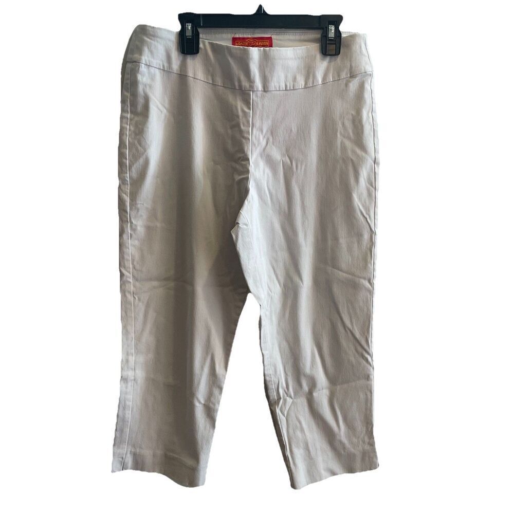 Krazy Larry White Cropped Pants Womens Sz 8 Capri Work Casual Resort Minimalist